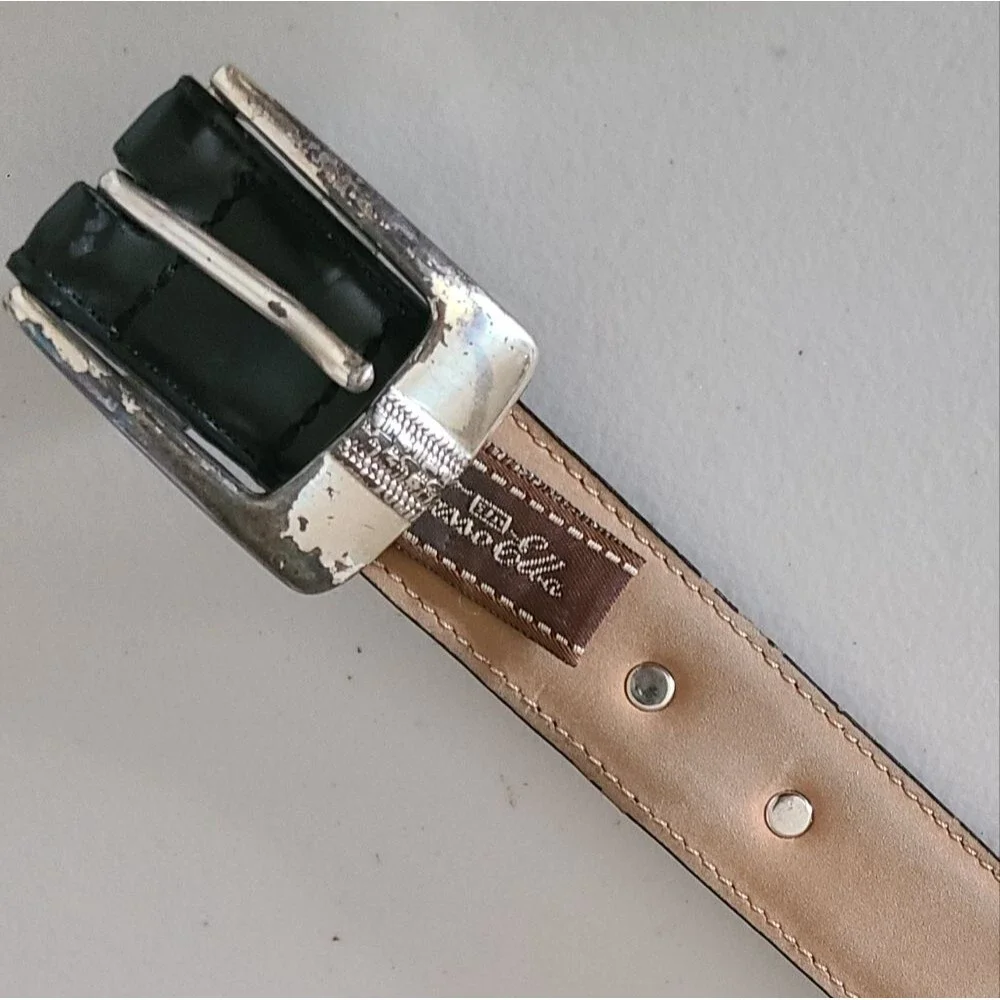 vintage tasso elba black belt with silver hardware